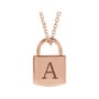 Sapphire Row Engravable Lock Necklace - 14K Rose Gold (view 3)