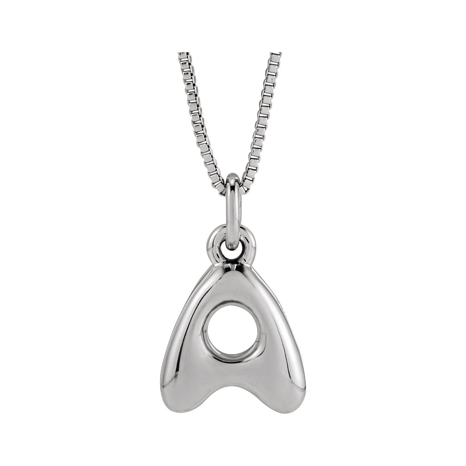 Sapphire Row Bubble Letter Necklace - A, 14K White Gold