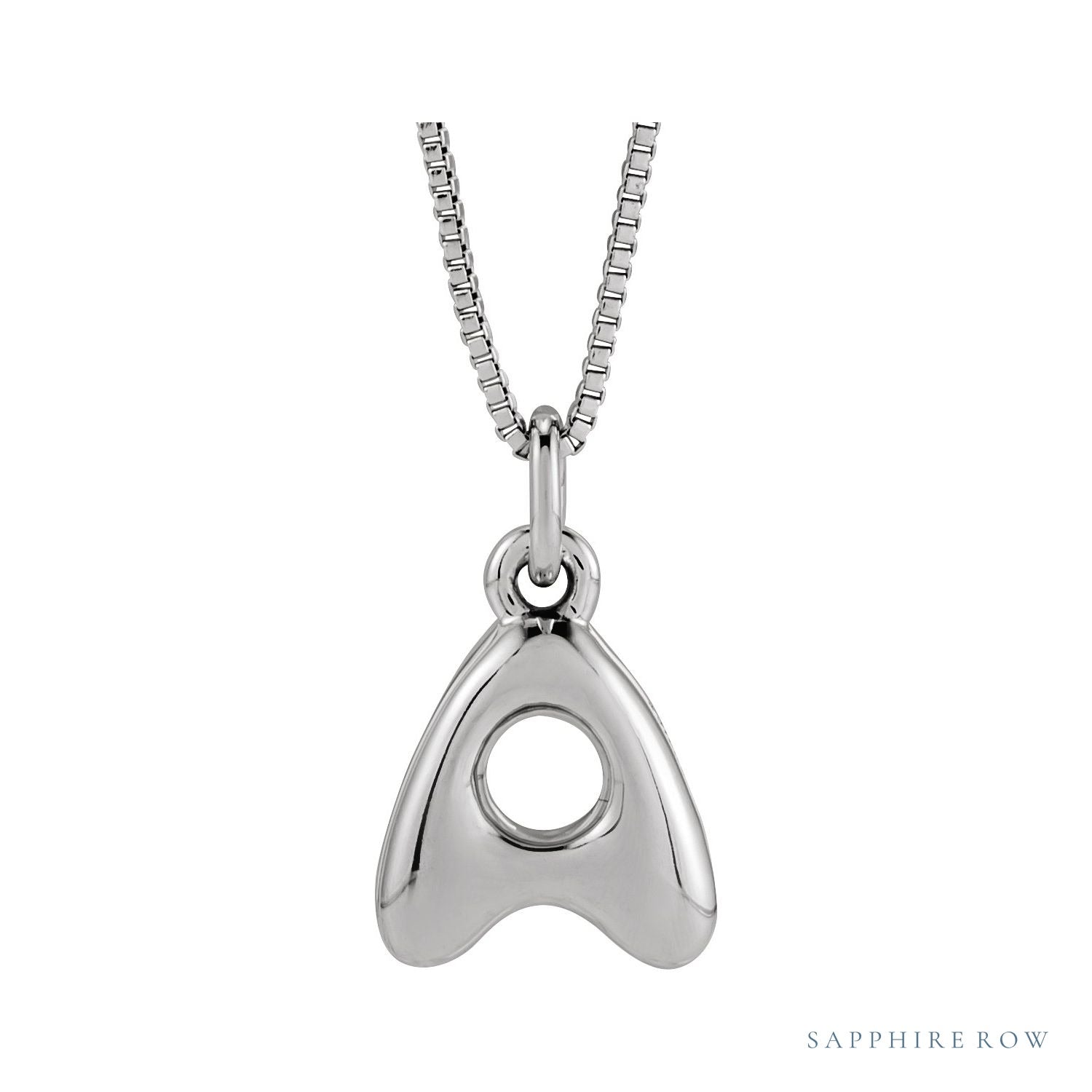Sapphire Row Bubble Letter Necklace - A, 14K White Gold