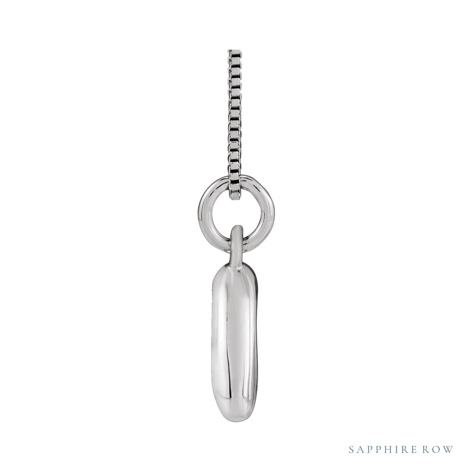 Sapphire Row Bubble Letter Necklace - A, 14K White Gold (view 3)