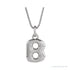 Sapphire Row Bubble Letter Necklace - B, 14K White Gold