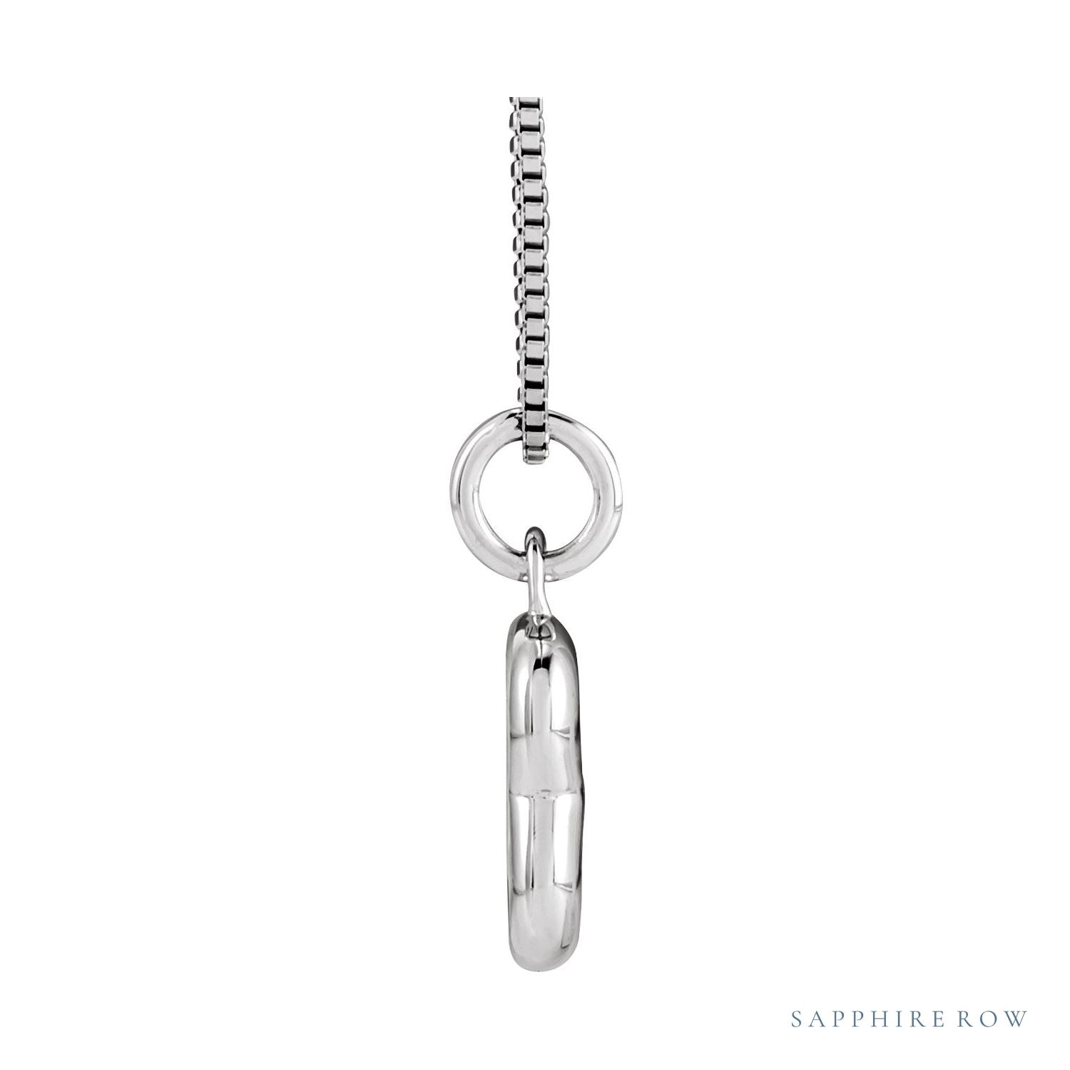 Sapphire Row Bubble Letter Necklace - B, 14K White Gold (view 3)