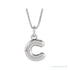 Sapphire Row Bubble Letter Necklace - C, 14K White Gold