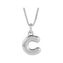 Sapphire Row Bubble Letter Necklace - C, 14K White Gold