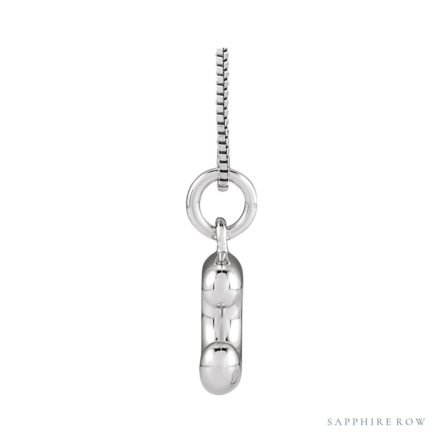 Sapphire Row Bubble Letter Necklace - C, 14K White Gold (view 3)