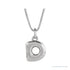 Sapphire Row Bubble Letter Necklace - D, 14K White Gold