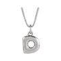 Sapphire Row Bubble Letter Necklace - D, 14K White Gold