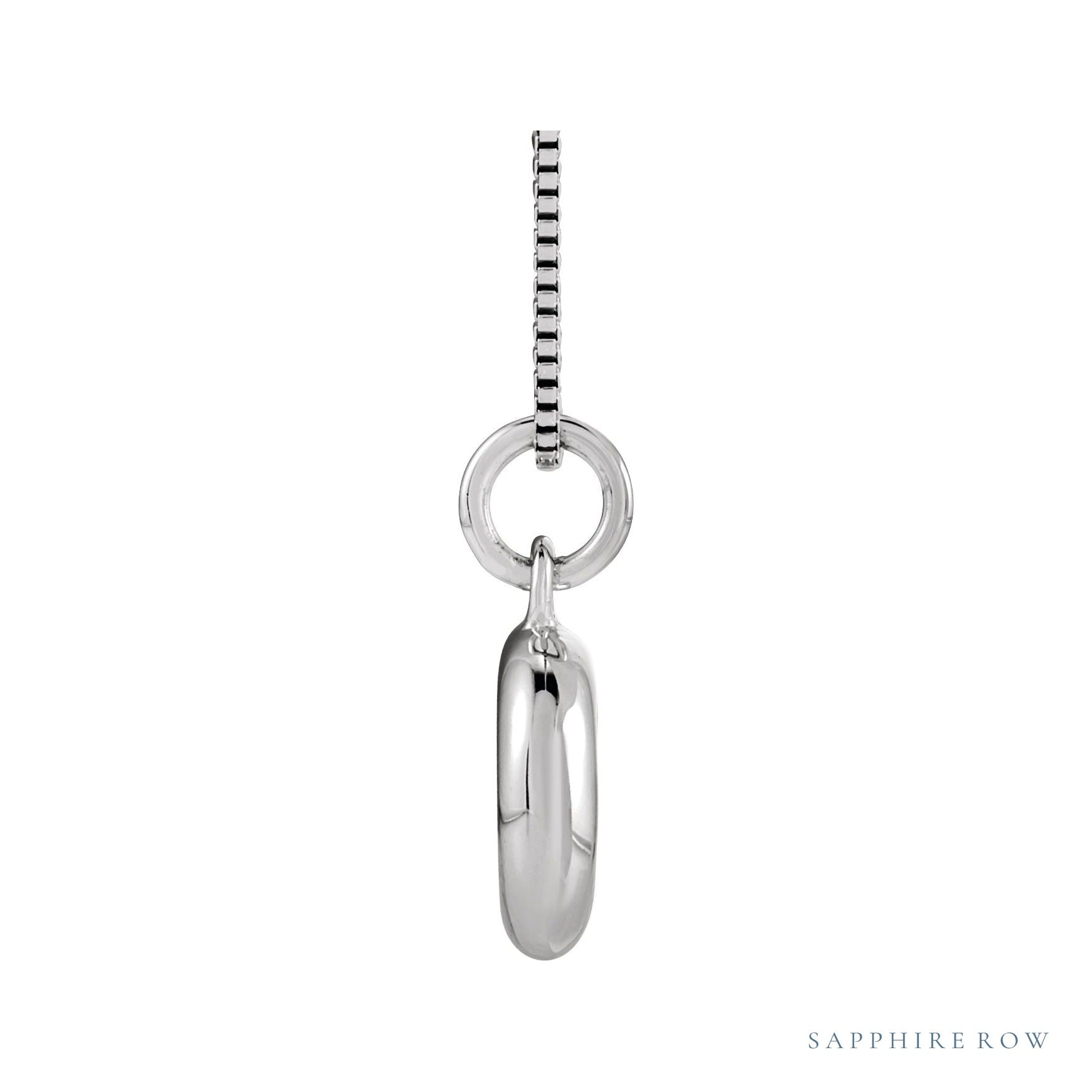 Sapphire Row Bubble Letter Necklace - D, 14K White Gold (view 3)