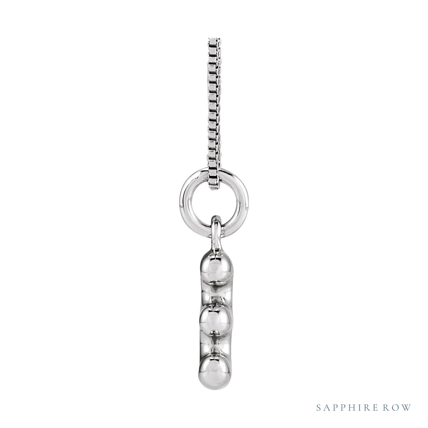 Sapphire Row Bubble Letter Necklace - E, 14K White Gold (view 3)