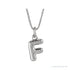 Sapphire Row Bubble Letter Necklace - F, 14K White Gold