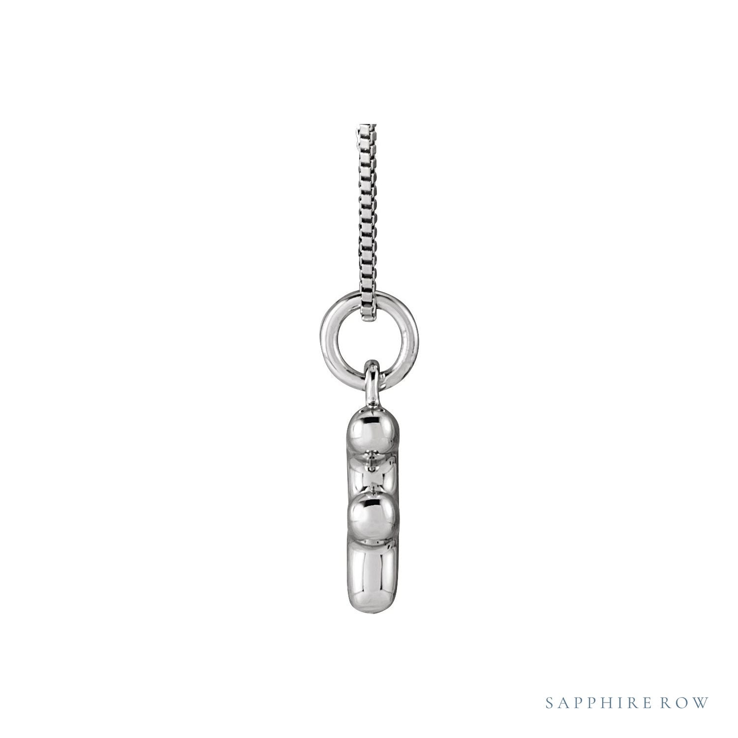 Sapphire Row Bubble Letter Necklace - F, 14K White Gold (view 3)