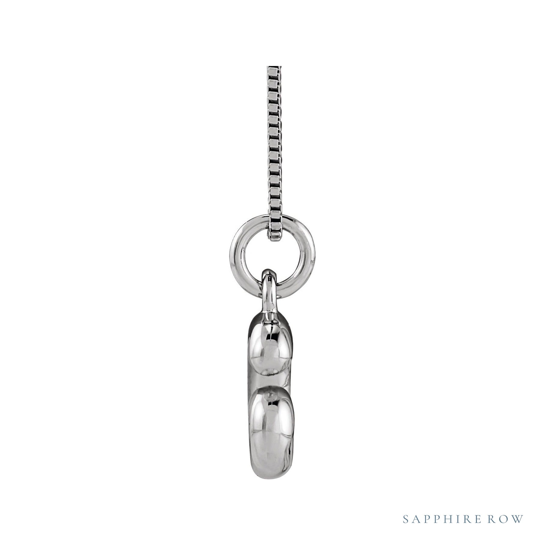 Sapphire Row Bubble Letter Necklace - G, 14K White Gold (view 3)