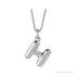 Sapphire Row Bubble Letter Necklace - H, 14K White Gold