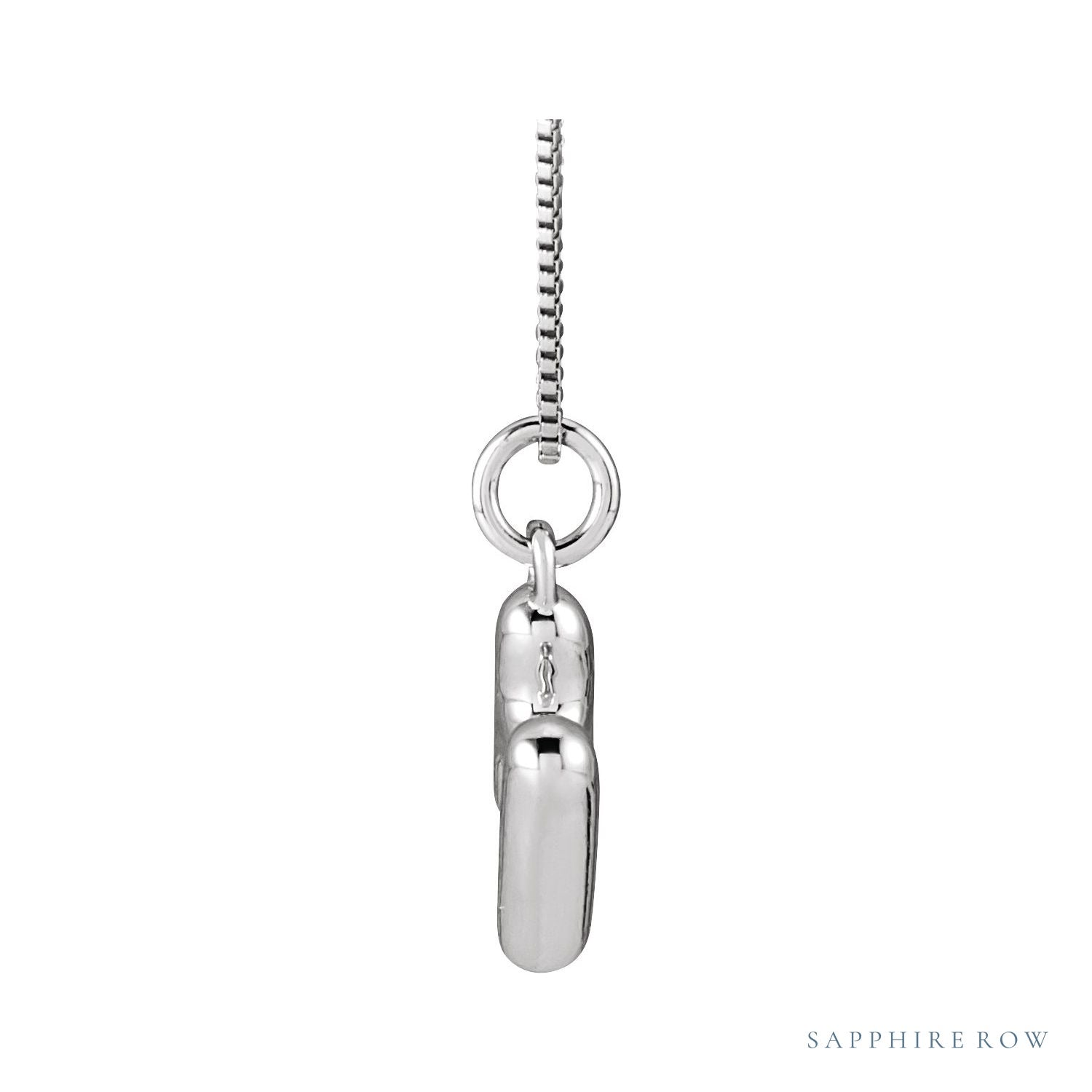 Sapphire Row Bubble Letter Necklace - H, 14K White Gold (view 3)