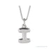 Sapphire Row Bubble Letter Necklace - I, 14K White Gold