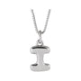Sapphire Row Bubble Letter Necklace - I, 14K White Gold