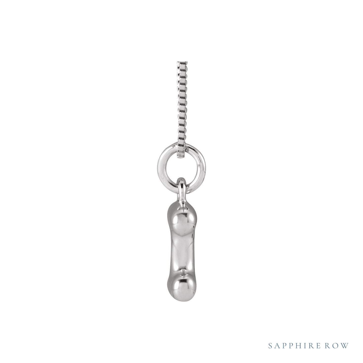 Sapphire Row Bubble Letter Necklace - I, 14K White Gold (view 3)