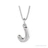 Sapphire Row Bubble Letter Necklace - J, 14K White Gold