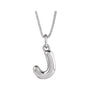 Sapphire Row Bubble Letter Necklace - J, 14K White Gold