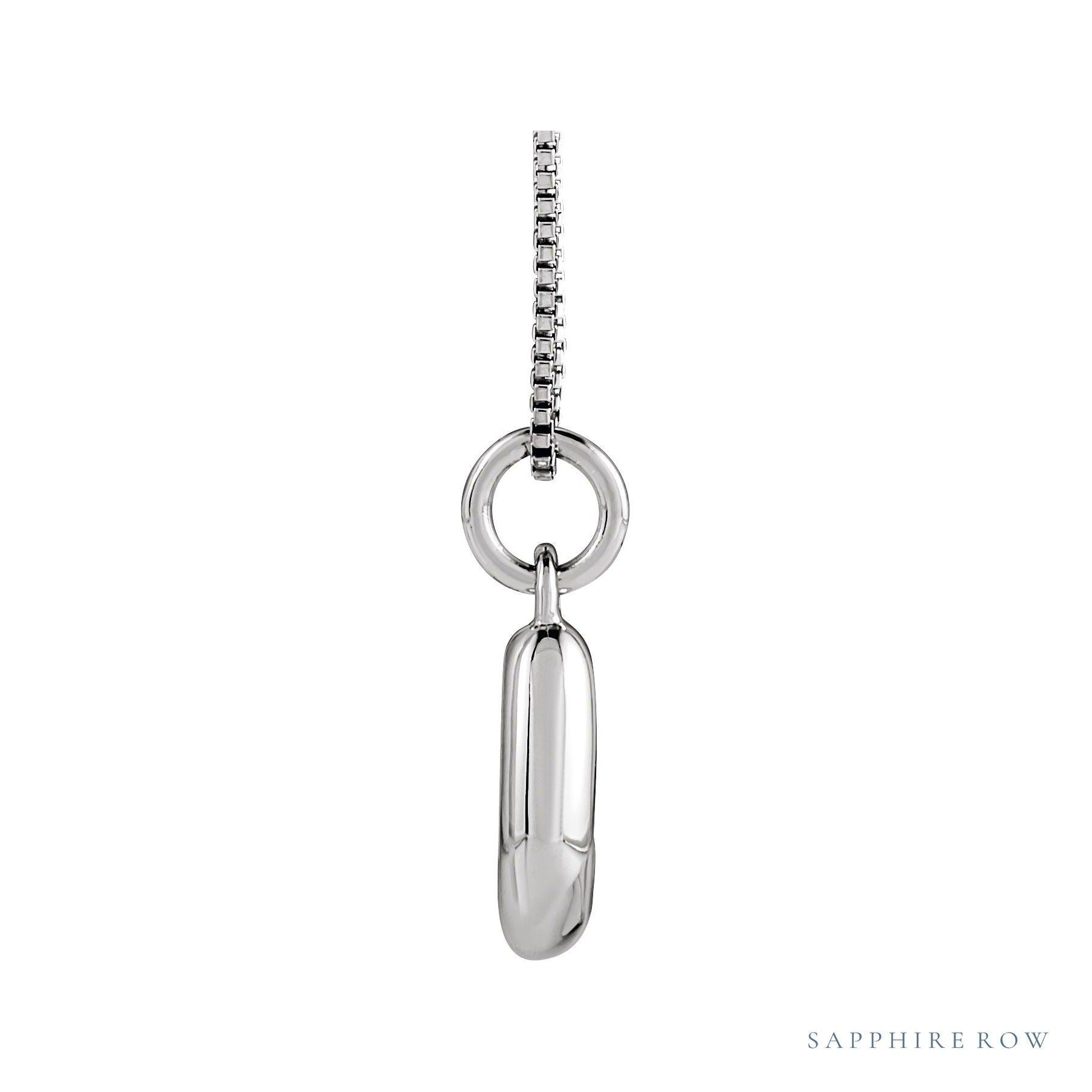 Sapphire Row Bubble Letter Necklace - J, 14K White Gold (view 3)