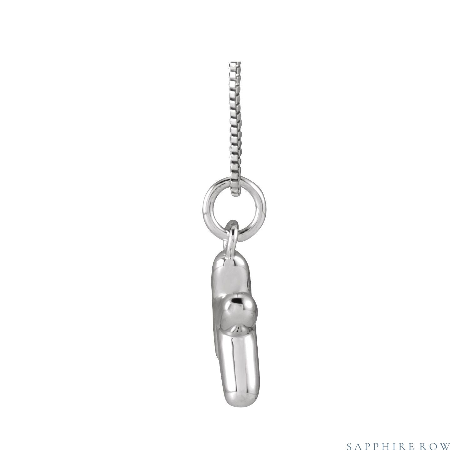 Sapphire Row Bubble Letter Necklace - K, 14K White Gold (view 3)