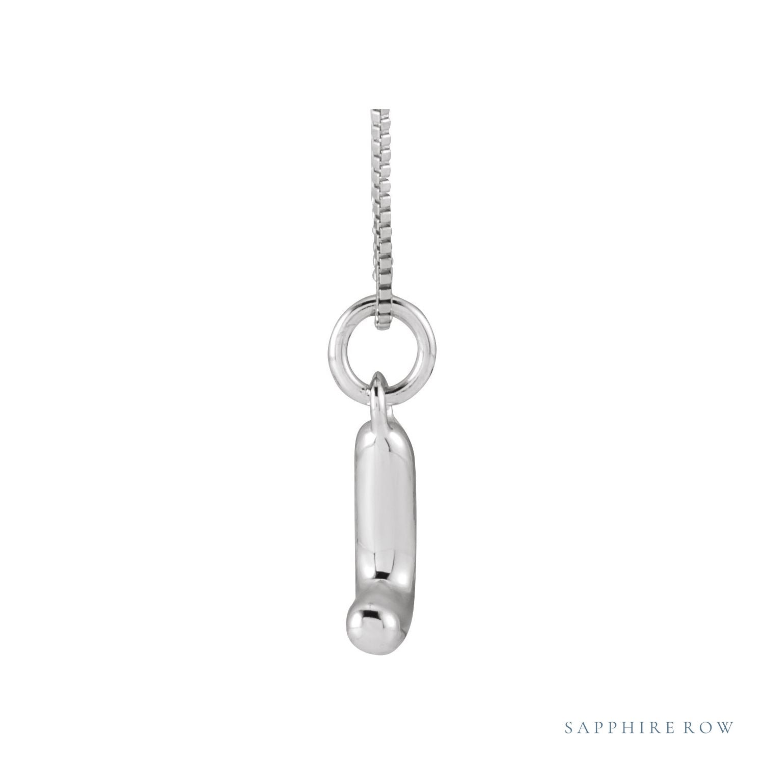 Sapphire Row Bubble Letter Necklace - L, 14K White Gold (view 3)