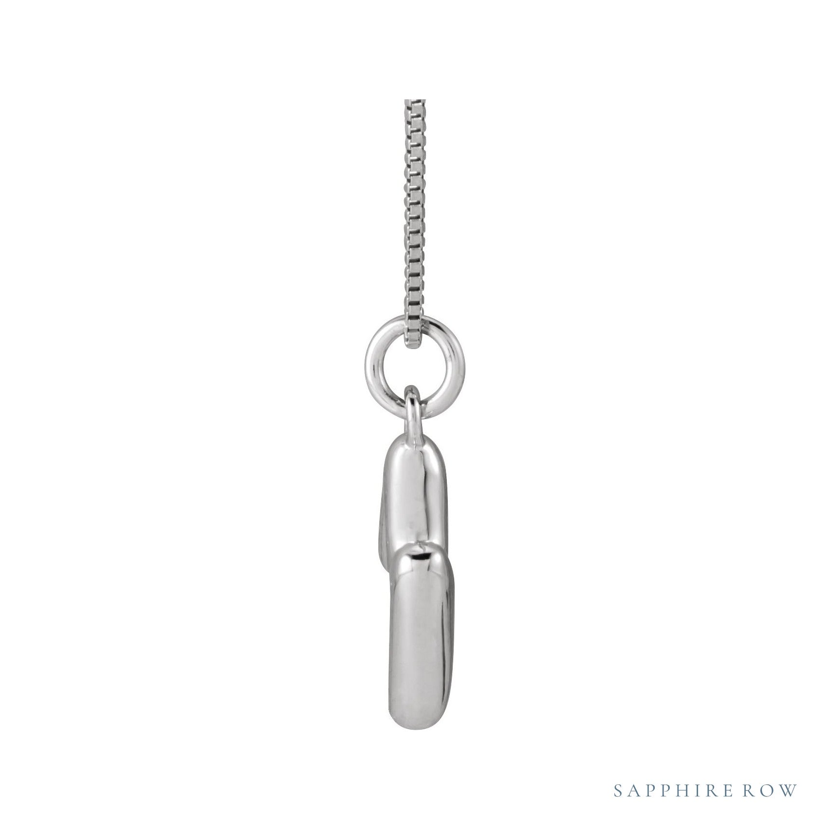 Sapphire Row Bubble Letter Necklace - M, 14K White Gold (view 3)
