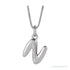 Sapphire Row Bubble Letter Necklace - N, 14K White Gold