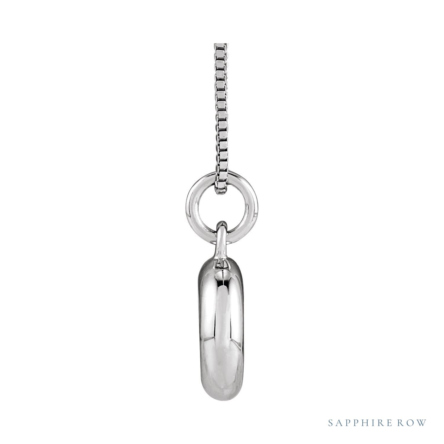 Sapphire Row Bubble Letter Necklace - O, 14K White Gold (view 3)