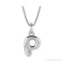 Sapphire Row Bubble Letter Necklace - P, 14K White Gold