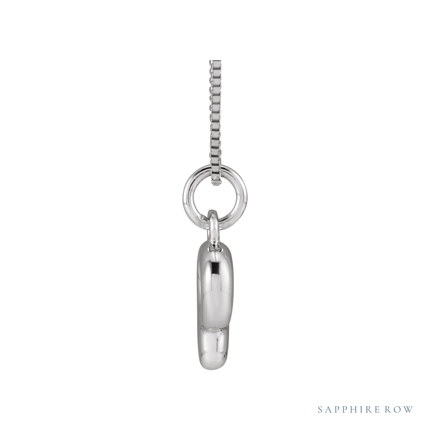 Sapphire Row Bubble Letter Necklace - P, 14K White Gold (view 3)