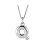 Sapphire Row Bubble Letter Necklace - Q, 14K White Gold