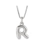 Sapphire Row Bubble Letter Necklace - R, 14K White Gold