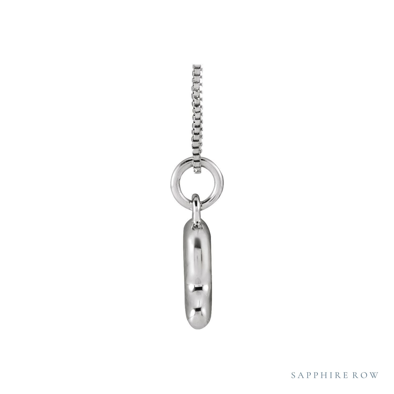 Sapphire Row Bubble Letter Necklace - R, 14K White Gold (view 3)