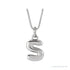 Sapphire Row Bubble Letter Necklace - S, 14K White Gold