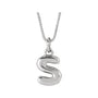 Sapphire Row Bubble Letter Necklace - S, 14K White Gold