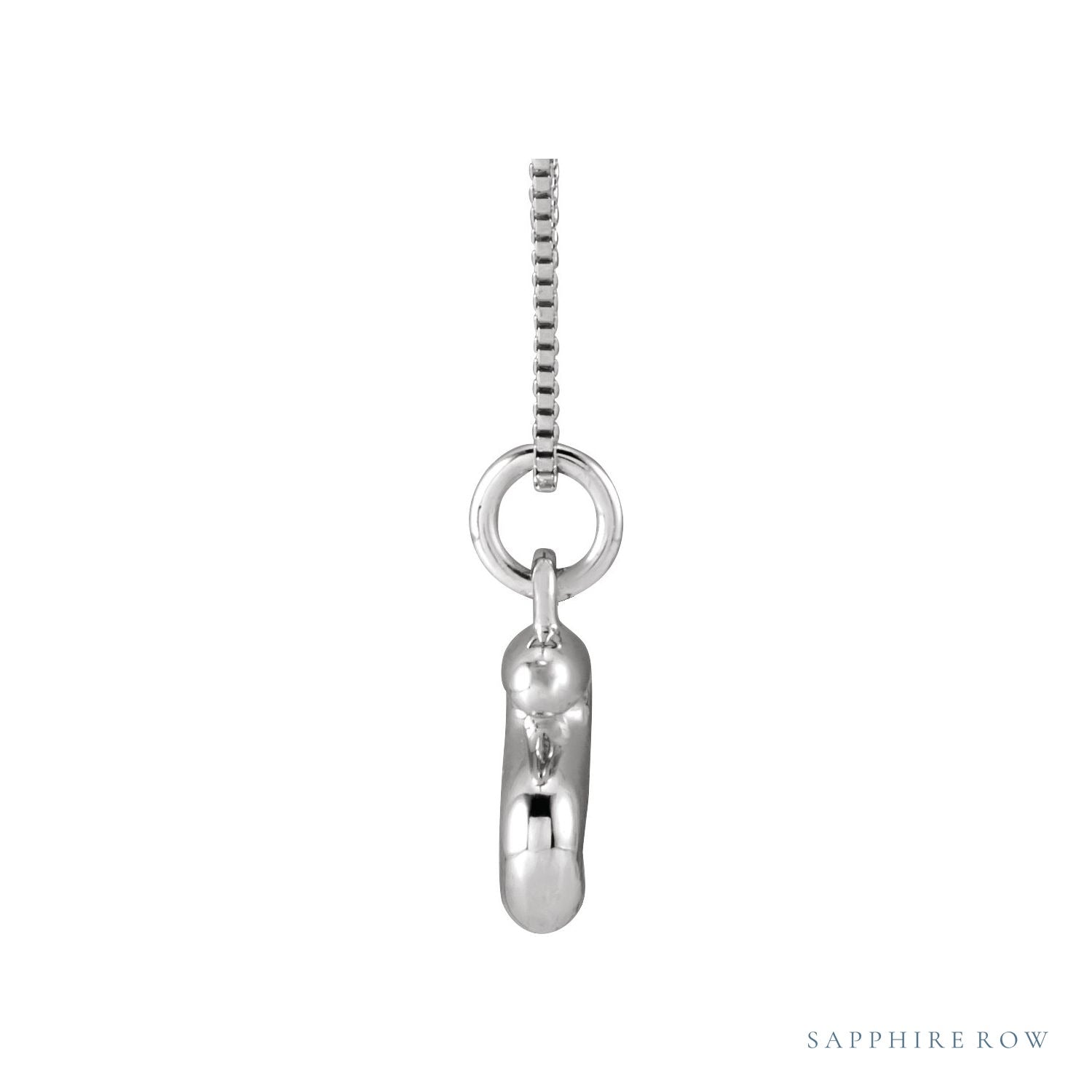 Sapphire Row Bubble Letter Necklace - S, 14K White Gold (view 3)