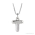 Sapphire Row Bubble Letter Necklace - T, 14K White Gold