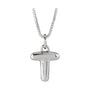 Sapphire Row Bubble Letter Necklace - T, 14K White Gold