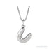Sapphire Row Bubble Letter Necklace - U, 14K White Gold