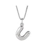 Sapphire Row Bubble Letter Necklace - U, 14K White Gold