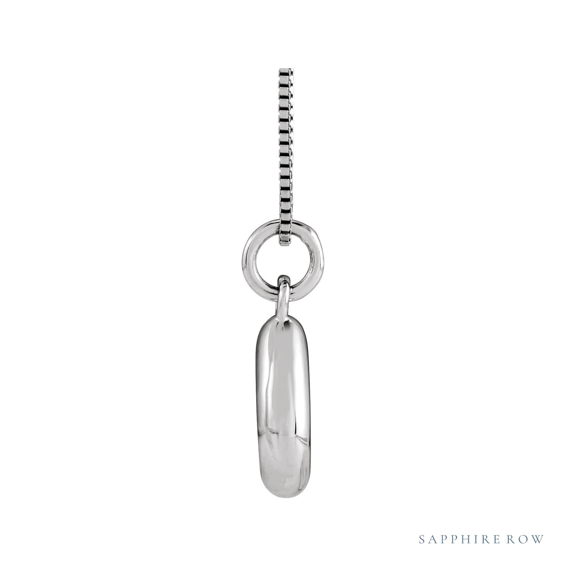 Sapphire Row Bubble Letter Necklace - U, 14K White Gold (view 3)
