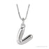 Sapphire Row Bubble Letter Necklace - V, 14K White Gold