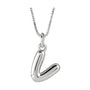 Sapphire Row Bubble Letter Necklace - V, 14K White Gold