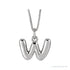 Sapphire Row Bubble Letter Necklace - W, 14K White Gold