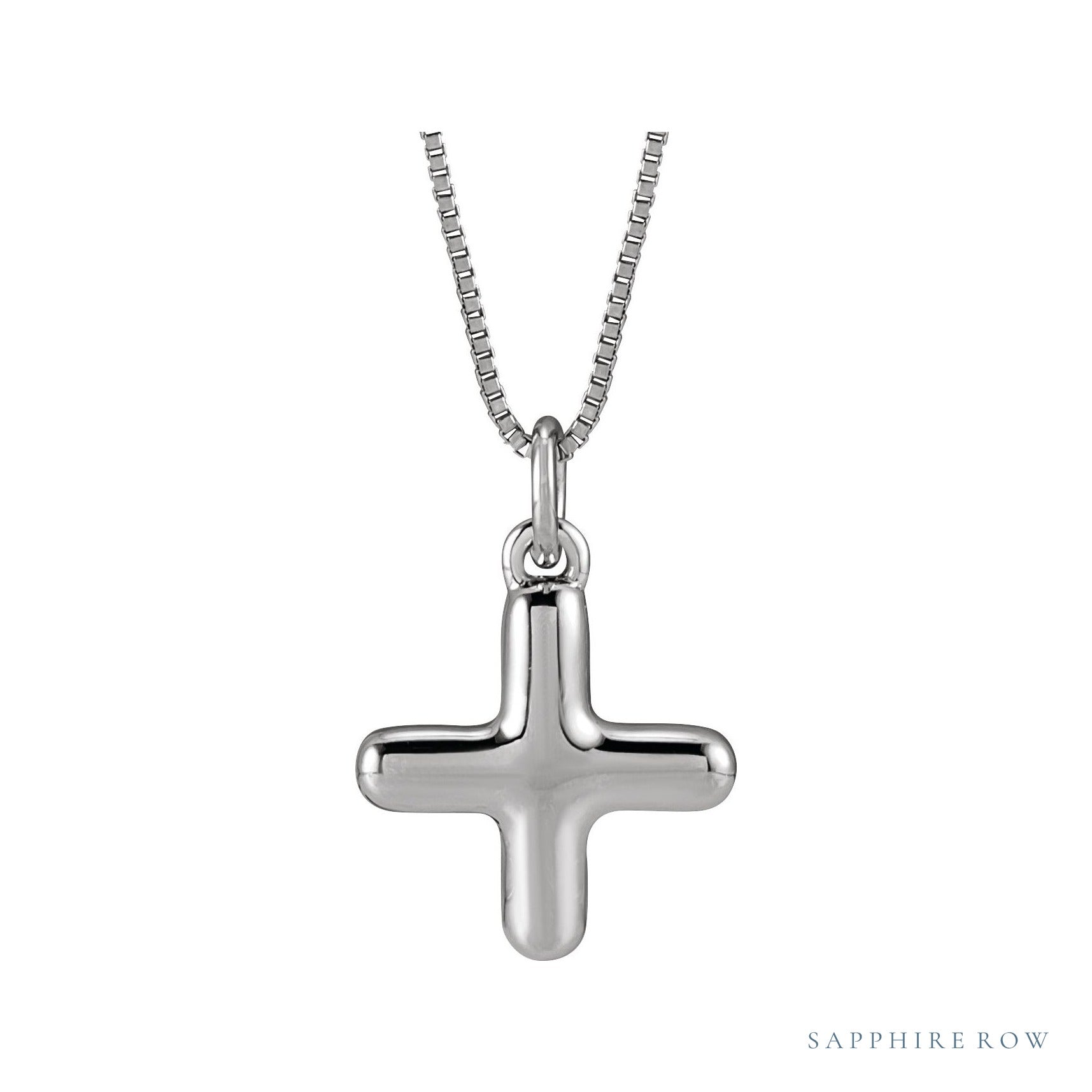 Sapphire Row Bubble Letter Necklace - X, 14K White Gold