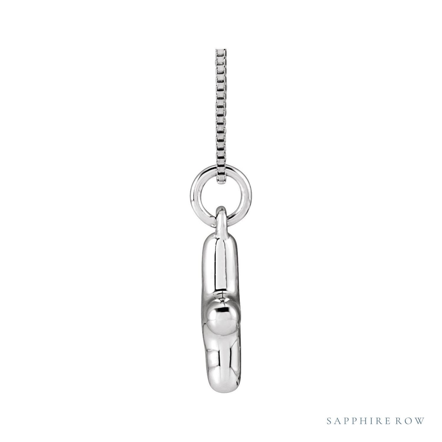 Sapphire Row Bubble Letter Necklace - X, 14K White Gold (view 3)