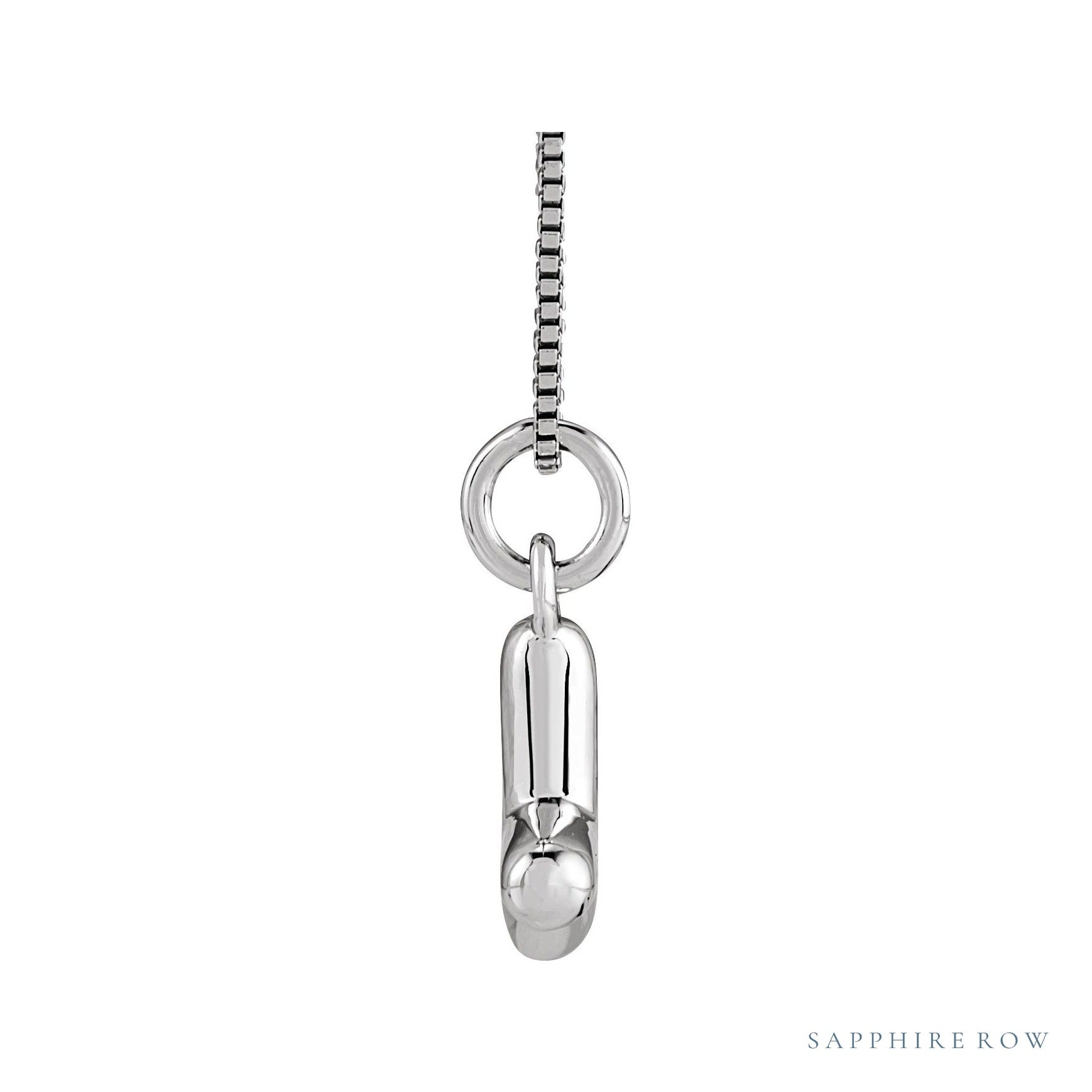 Sapphire Row Bubble Letter Necklace - Y, 14K White Gold (view 3)