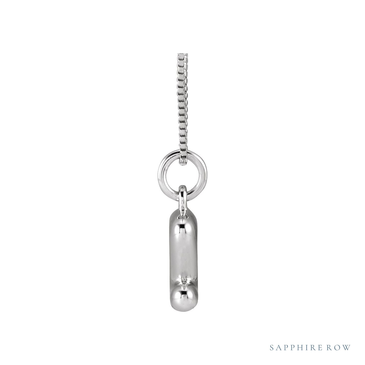 Sapphire Row Bubble Letter Necklace - Z, 14K White Gold (view 3)