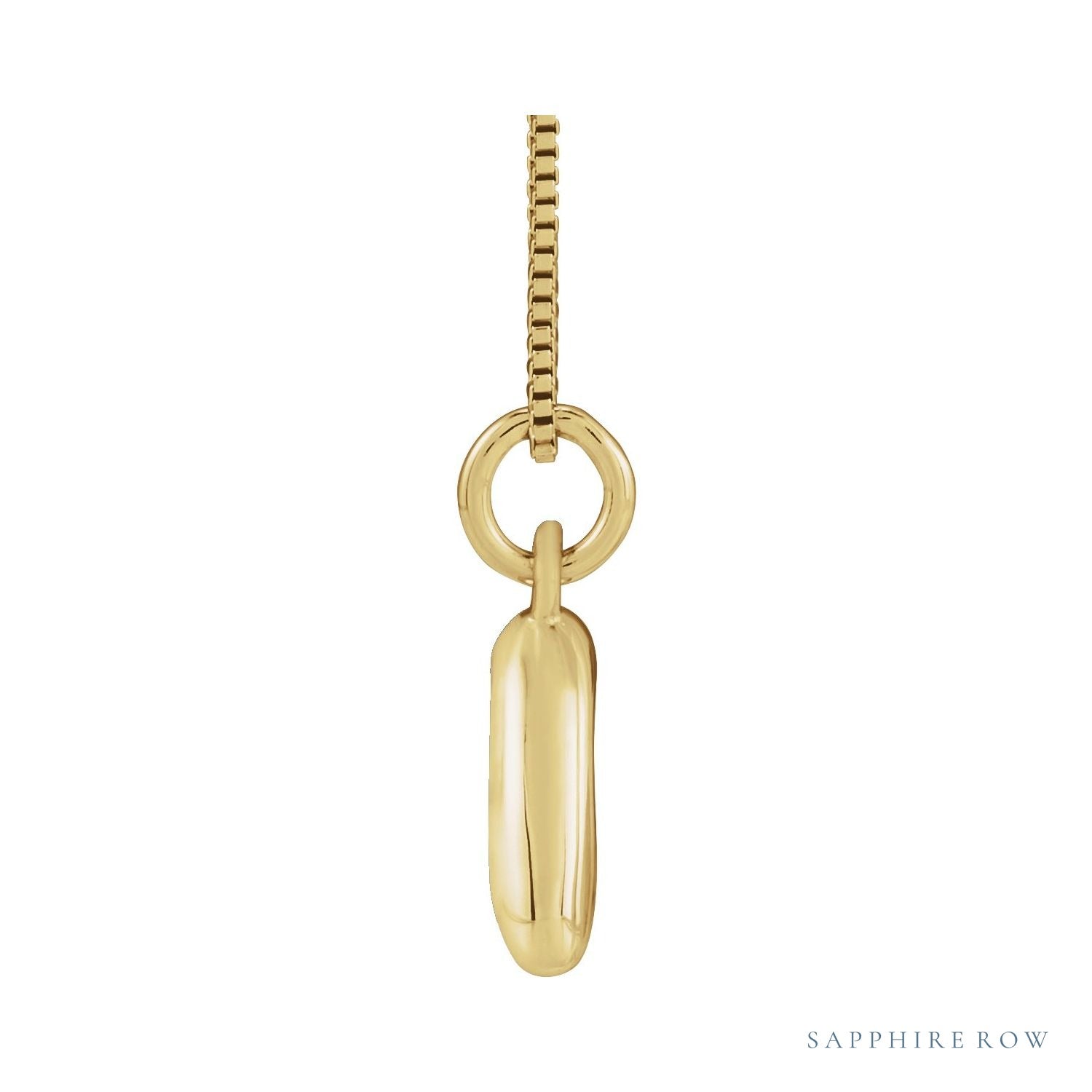 Sapphire Row Bubble Letter Necklace - A, 14K Yellow Gold (view 2)